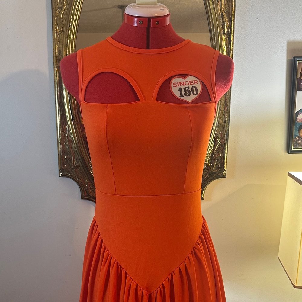 Chic Orange Cutout Midi Dress